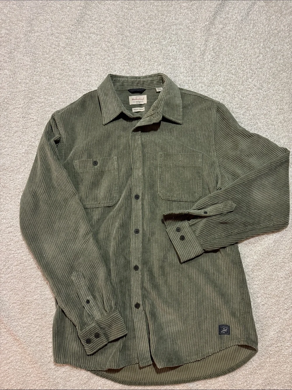 Vintage Olive Green Corduroy Shirt Jacket